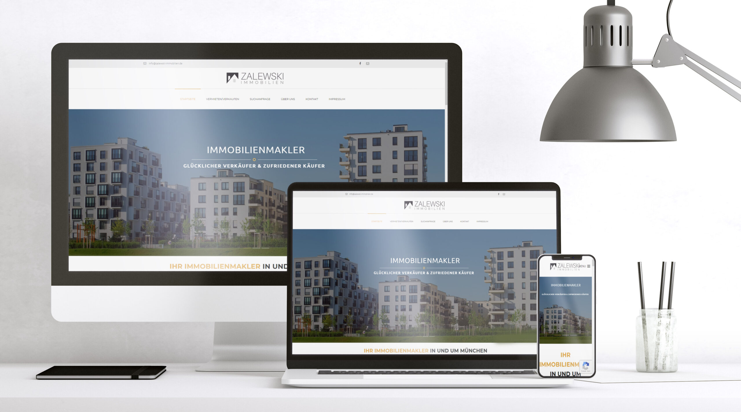 Strona internetowa biura nieruchomości w Monachium